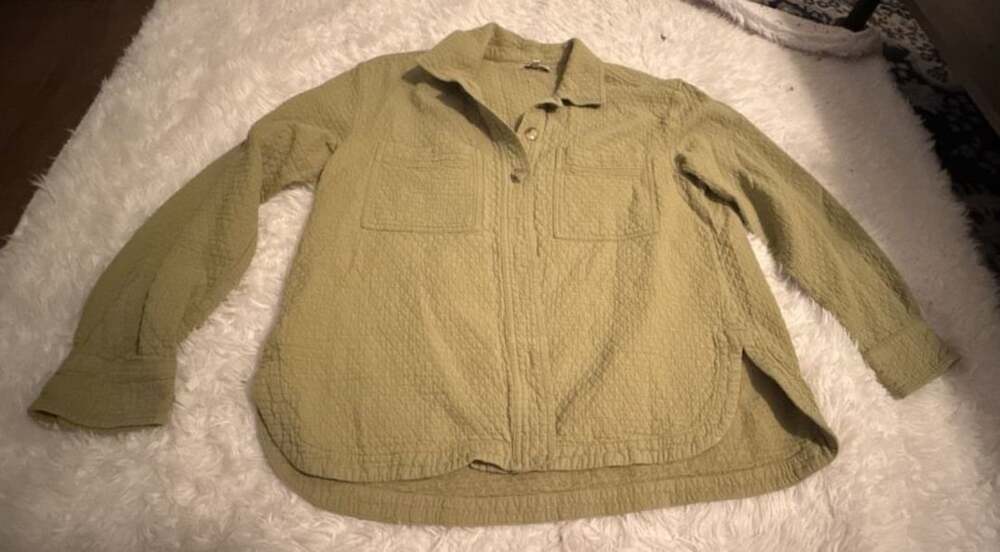 Madewell Diamond Jacquard Shirt-Jacket Size M Green Cotton